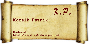 Kozsik Patrik névjegykártya